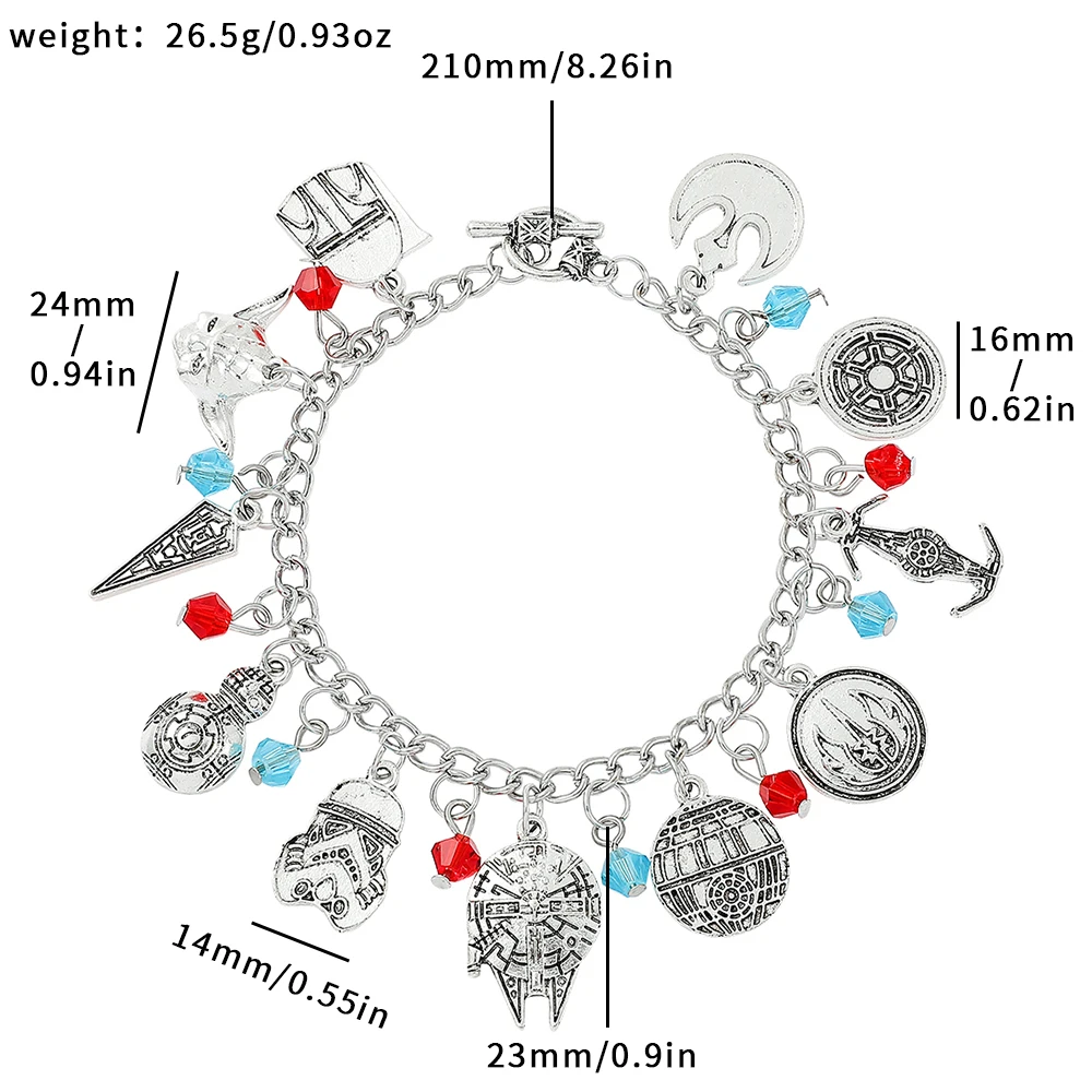 Disney Star War Fashion Charms Bracelet Millennium Falcon Imperial Stormtrooper Charms Hand Accessories Gifts for Movie Fans