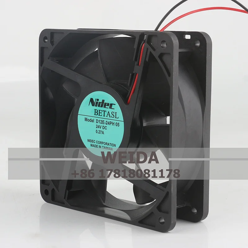 l Nidec 12V 48V DC 24V 0.27A AC EC 12038 120X120X38MM 12CM Large Wind Frequency Converter 2-wire D12E-24PH 05 Cooling Fan
