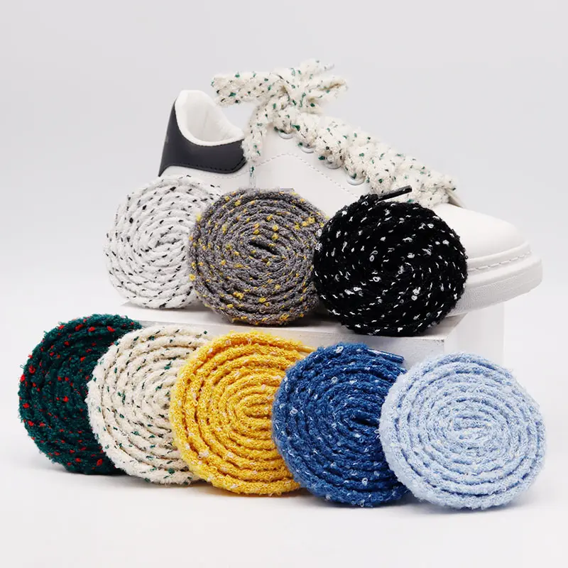 Weiou Lacet 15.5MM Wide Flat Type Fluffy Towel Lacet Heterochromatic Embellishment Canvas Tape Lacci Scarpe Bracelet Clothing