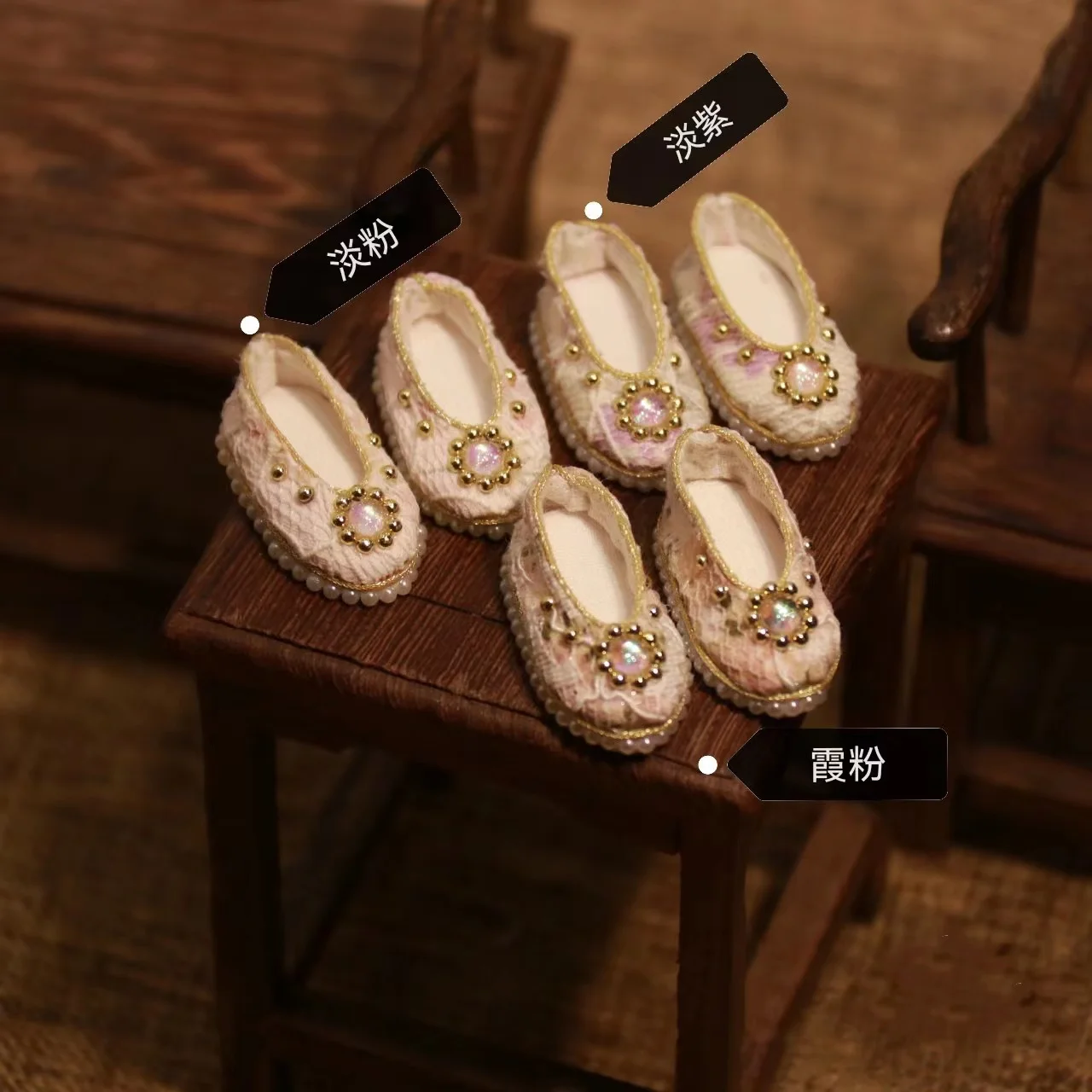 

Handmade BJD Blythe Hanfu Nail bead shoes Double lace shoes (Fit Ob24、azone、MMK、Jenny、Licca)