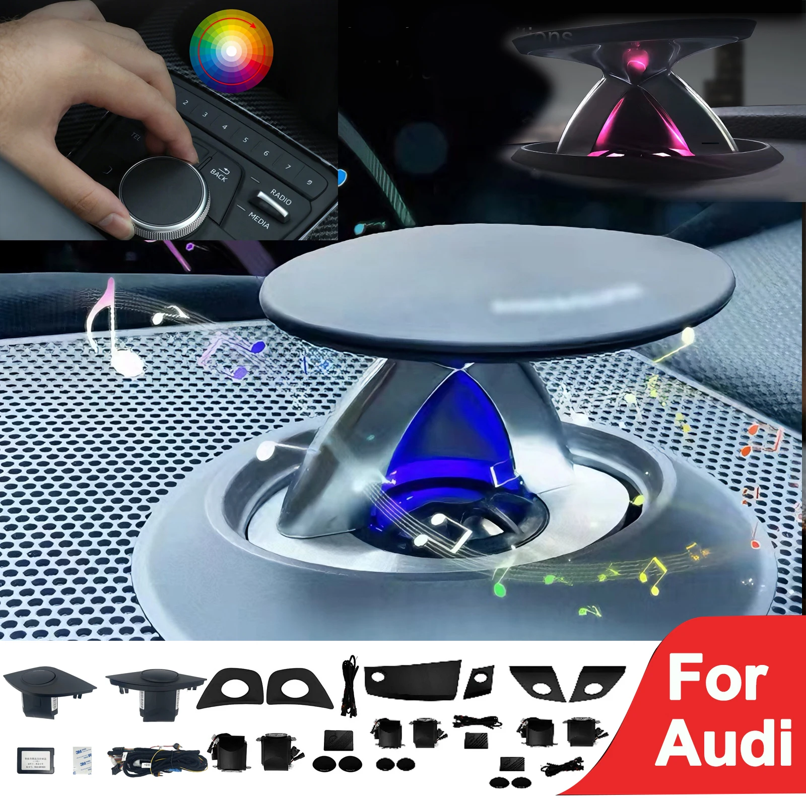 OEM Molded For Audi A4/A5/A6/A7/A8/Q5/Q7/Q8 No Coding Retractable Ambient Tweeter Light, Plug-and-Play