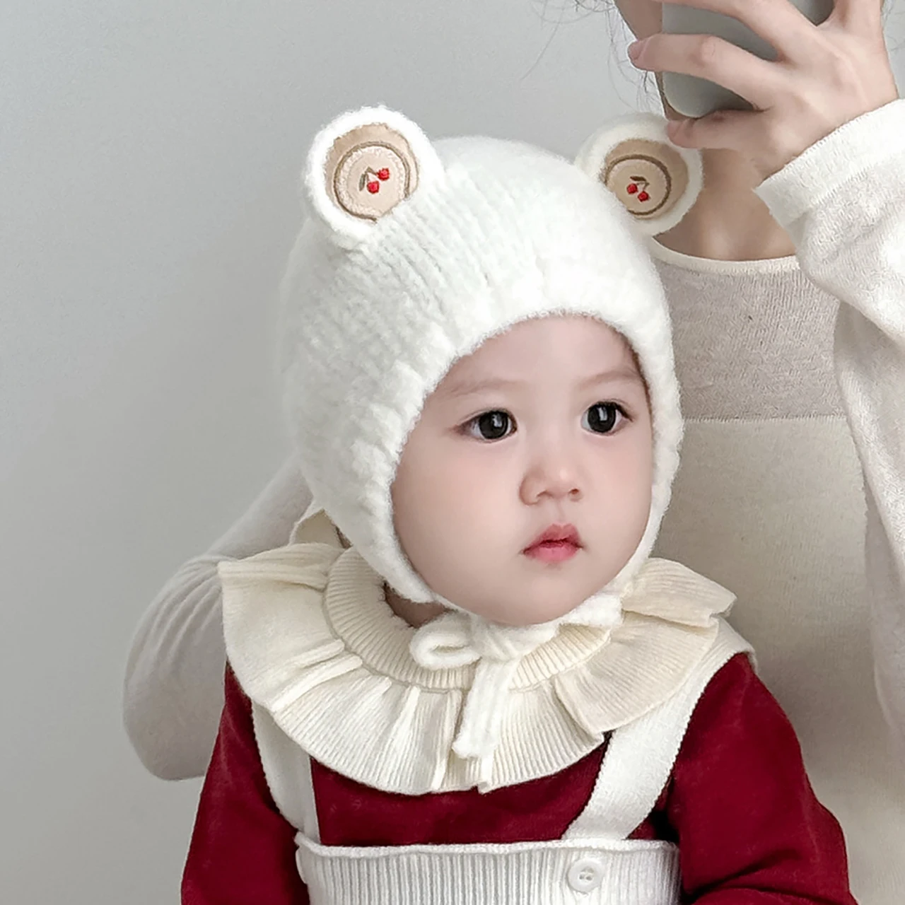 

Cute Ear Baby Plush Knitted Hat Autumn Winter Warm Infant Boy Girl Ear Protection Cap Windproof Kids Lacing Beanie Bonnet
