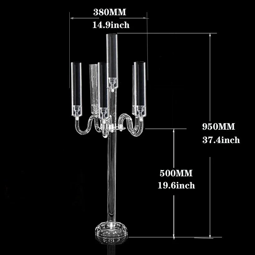 1 PCS 5 Arms Candelabra Acrylic Candle Holders Wedding Table Centerpieces Flower Stands Party Candlesticks Decoration image 3