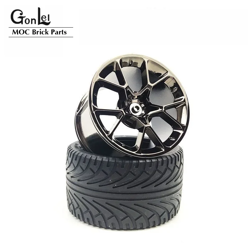 4Pcs Technical Wheels Tyres Hub ZR 23799 + 37383 fit for 42083 Decool 3388c 20086 Cars MOC Building Block Model DIY Brick Toys