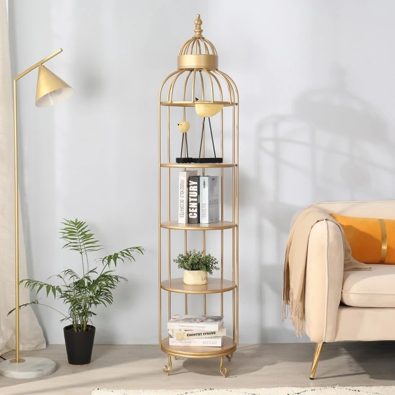 

Premium Nordic Living Room Bird Cage Plant Shelf Simple Balcony Floor Flower Multi-layer Bookcase Bedroom Storage Racks