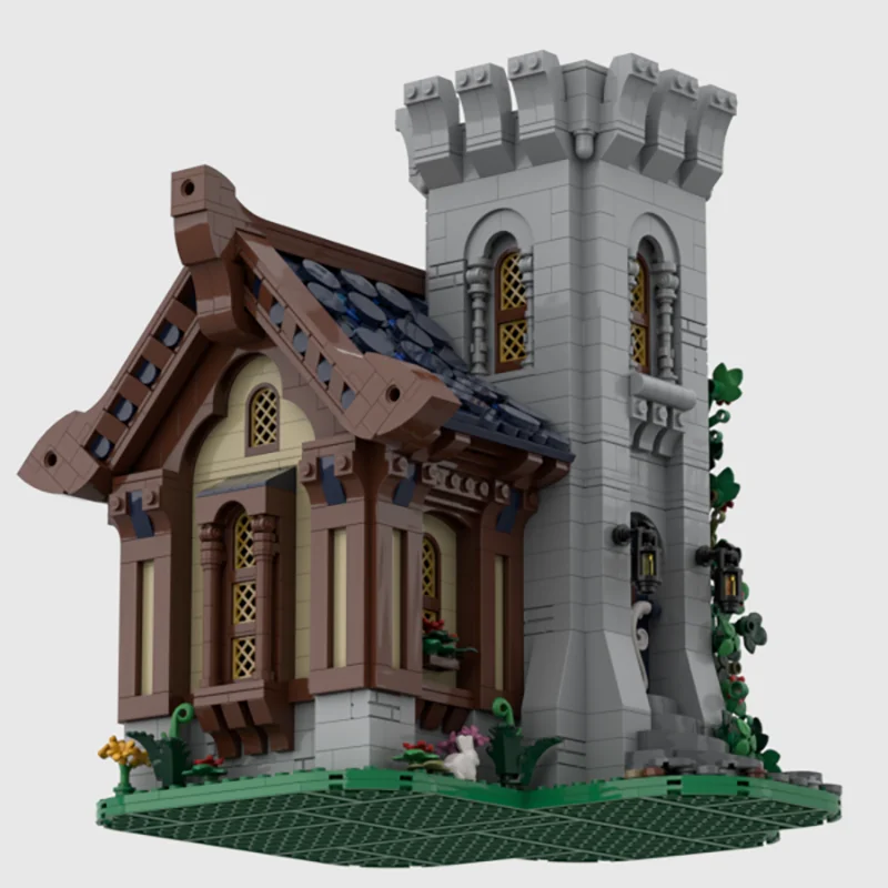 Middeleeuws kasteelmodel Moc-bouwstenen Middeleeuws huis en torenmodel Technologie Modulair blokspeelgoed DIY-montage Kerstcadeau