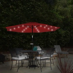 75% Polyester，10 Foot Patio Umbrella with Solar LED Light，120.00 X 120.00 X 96.00 Inches