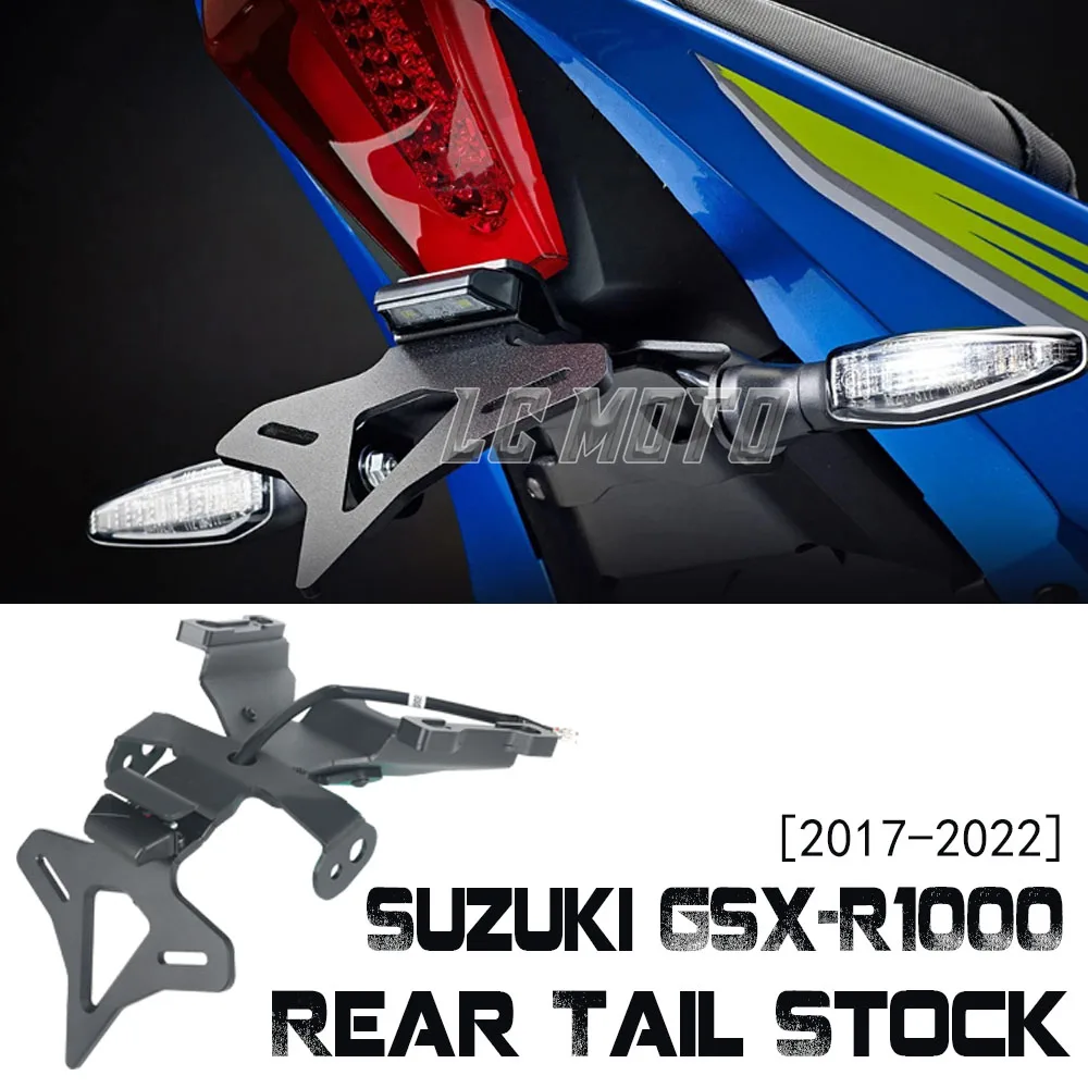 For Suzuki GSX-R1000 GSXR1000 2017-2022 Motorcycle Rear Short Tail Stock Tidy License Plate Holder Tailstock Bracket LED Light