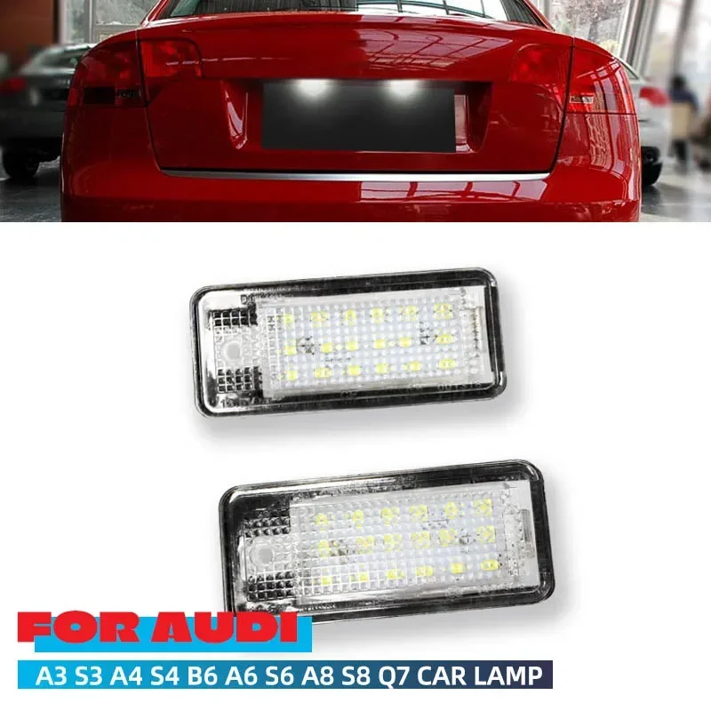 

2PCS License Plate Light For Audi A3 S3 A4 B6 B7 A6 C6 4F Q7 RS4 6000K Super White License Number Plate Lamp Canbus Error Free