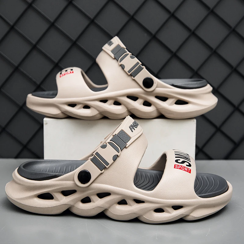 2025 Summer Men's Outdoor Slippers Beach Sandals Comfortable Slides Soft Clogs Men Casual Shoes Garden Shoes Male Beach Slippers