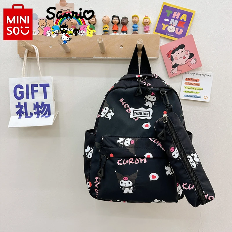 Детский рюкзак Miniso Sanrio, Модный высококачественный рюкзак для девочек, мультяшный вместительный студенческий комплект из 2 предметов, рюкзак