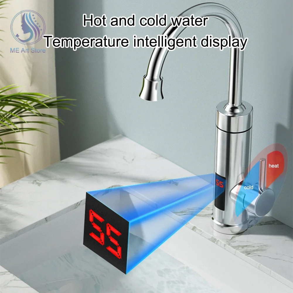 110/220V Instant Water Heating Faucet Kitchen Sink Hot Water Faucet Heater Tap Bathroom Electric Water Heater with Temp Display