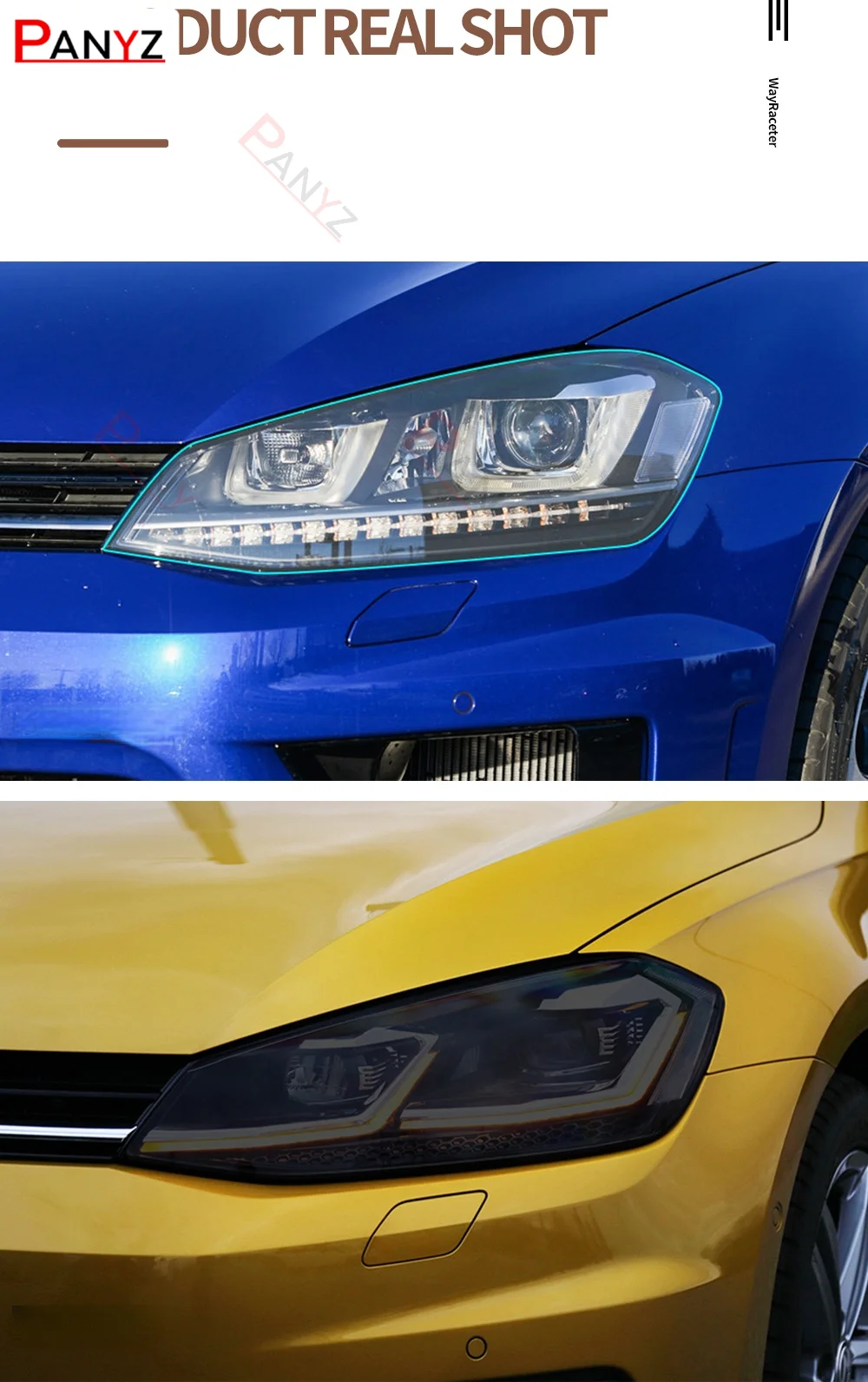 2 Stück für Volkswagen VW Golf 7 MK7 2012–2019, Autoscheinwerfer-Tönung, schwarze Schutzfolie, transparenter TPU-Aufkleber – Detail 4