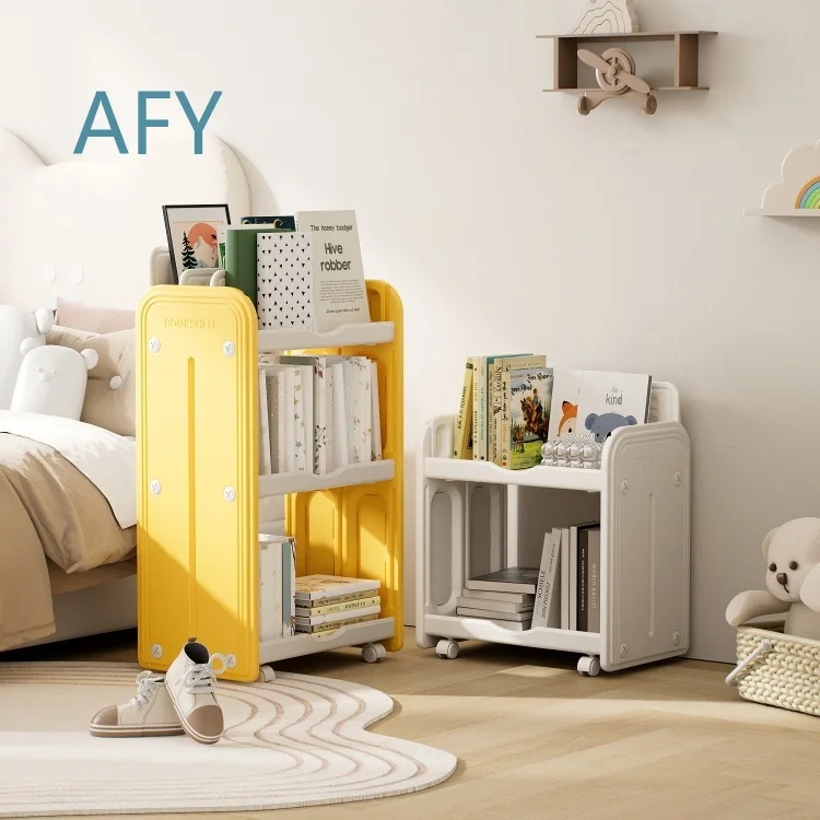 Children Bookshelf Toy Storage Rack for Baby Diaper Changing Station Multi-Tier Organizer Rotating Picture Book Shelf for
