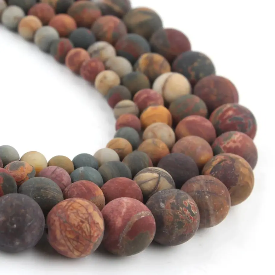 4 6 8 10mm Natural Matte Stone Beads Dull Polish Picasso Stone Beads for Jewelry Making DIY Bracelet Accessories Minerals Beads