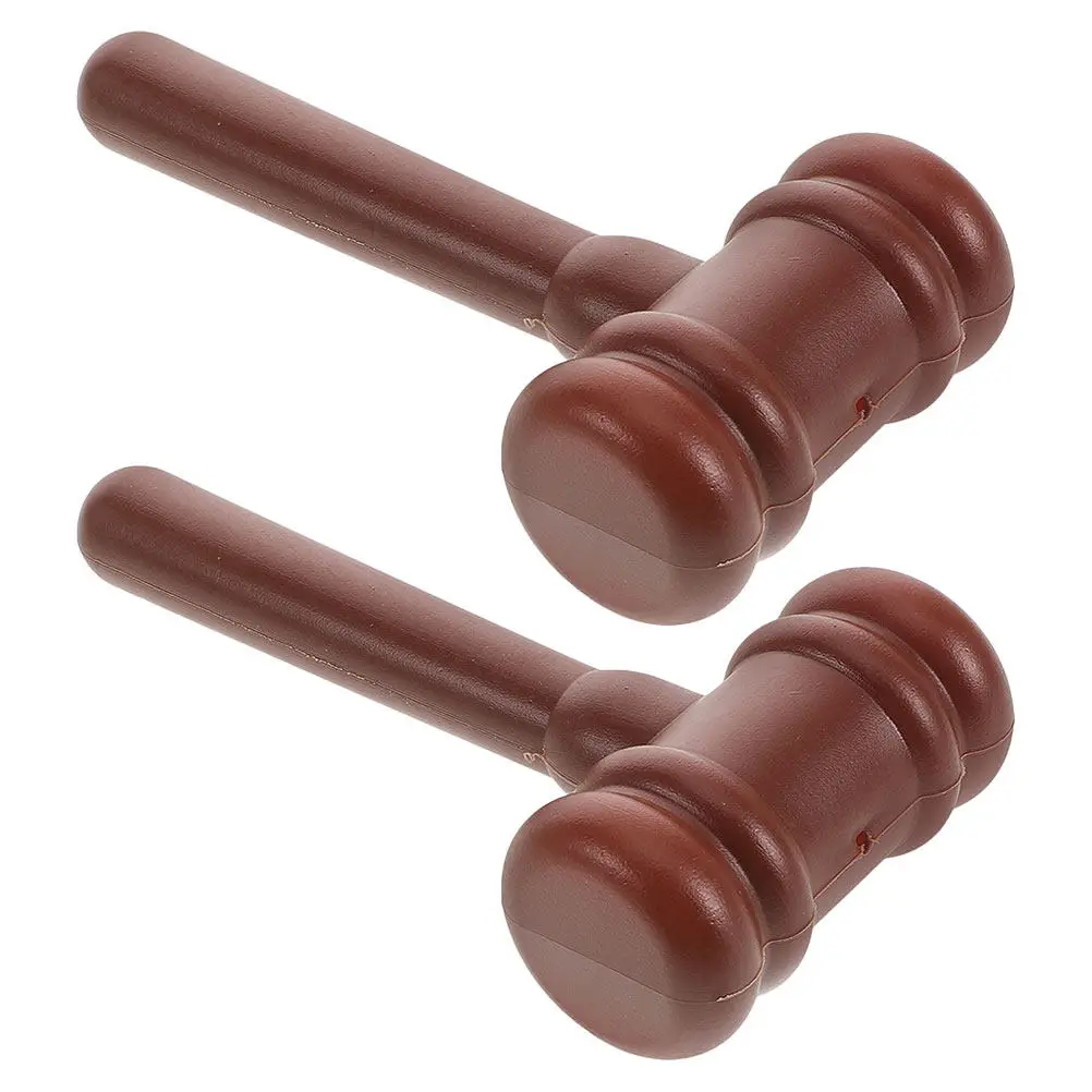 2Pcs Kids Judge Hammer Plastic Gavel Role Play Accessory Mini Mallet for Costume Party School Play Law Learning Prop