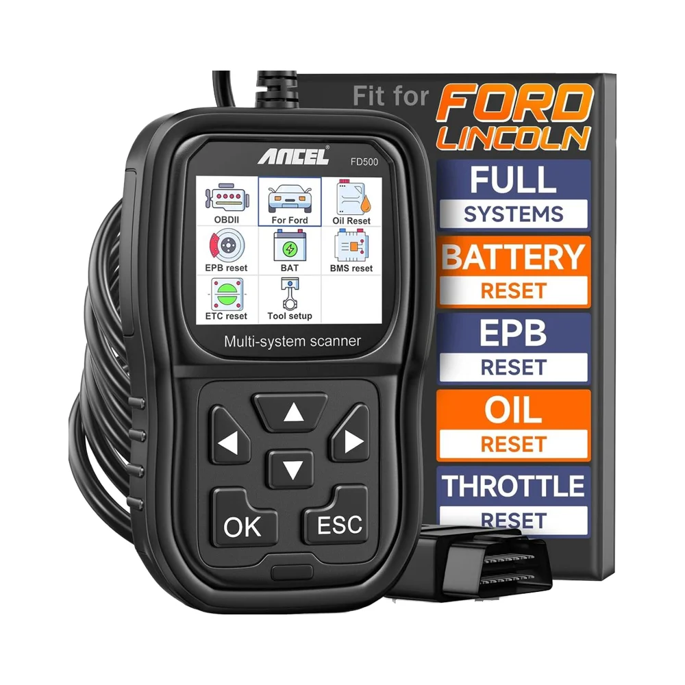 

ANCEL FD500 OBD2 Scanner for Ford Lincoln Code Reader ABS SRS Transmission 4WD Diagnostics Diagnostic Tool Diagnostic To
