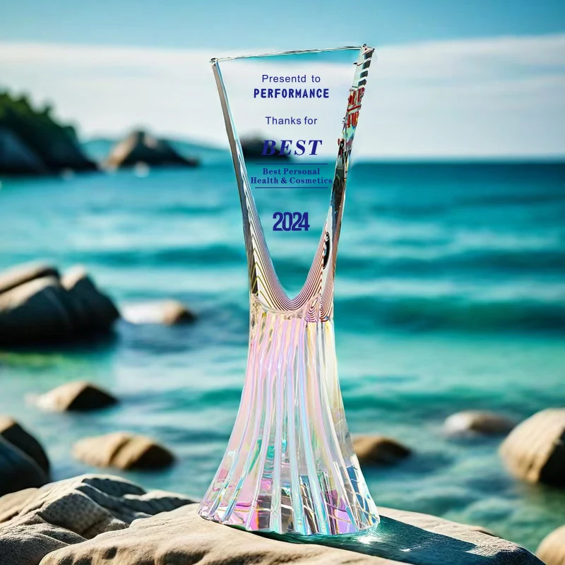 Trophée en cristal de glaçure colorée personnalisé, Souvenir de réunion annuelle de récompense de compétition, médaille de personnel exceptionnelle de décoration de la maison, 1 pièce