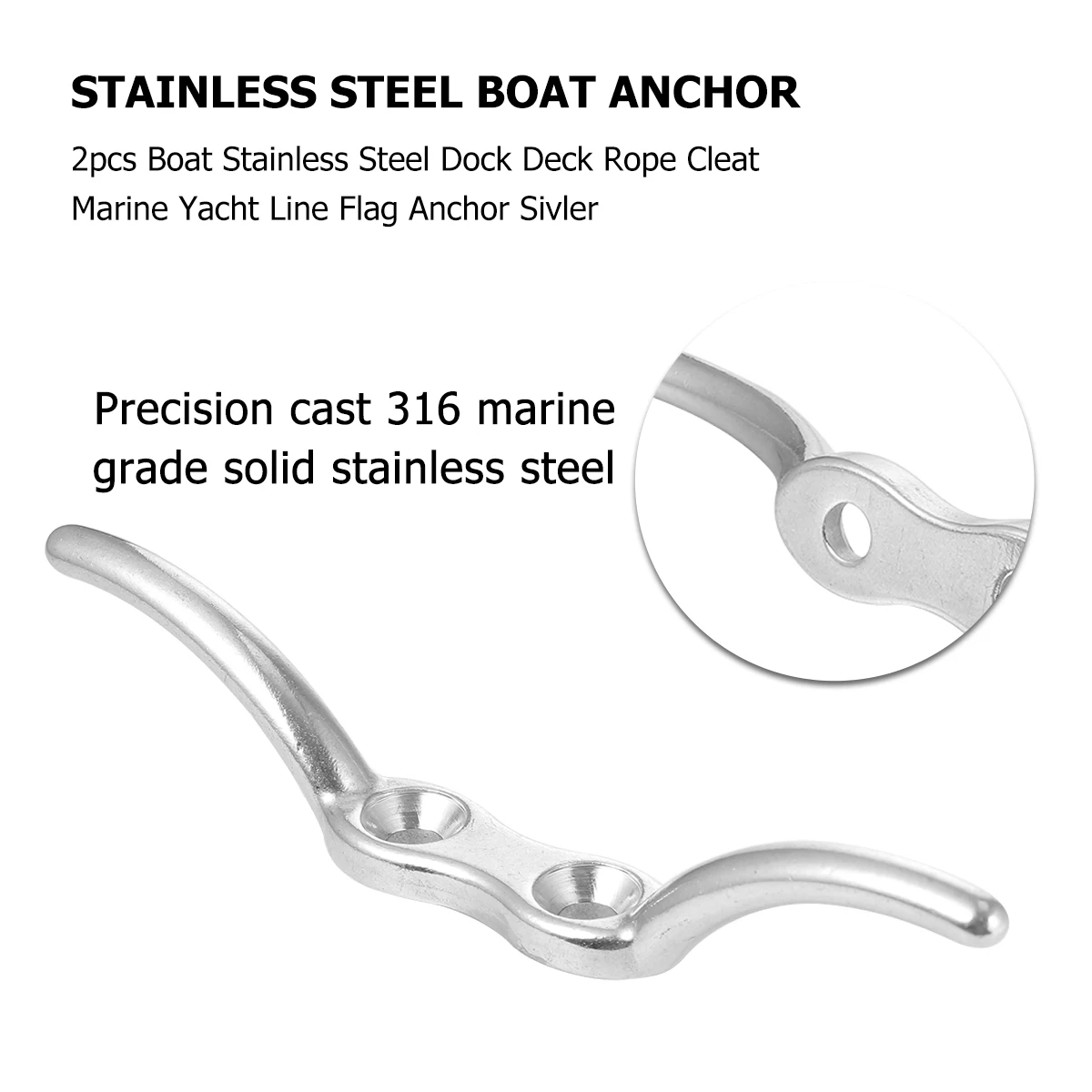 

2 Pcs Stainless Steel Rope Cleat Hooks 4 Inch Durable Dock Accessories for Boating Gifts Men Outdoor Furniture
