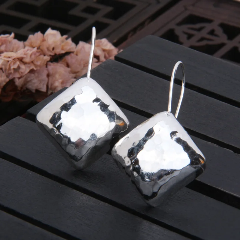 

1 шт., 925 серебро, круглые квадратные геометрические комплекты ювелирных изделий для женщин, полусферный куб, серьги-гвоздики, кольца, преувеличенное кольцо с стуком