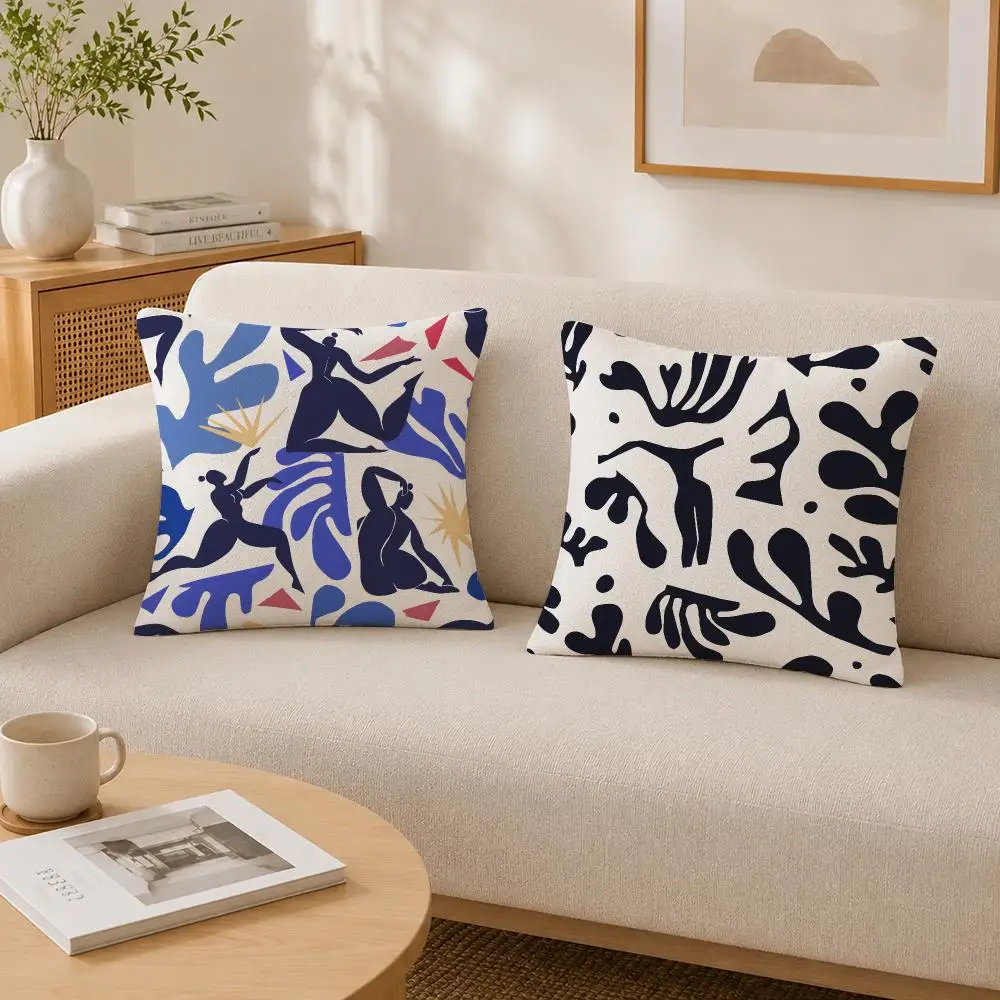 Modern Art Matisse Cut-Outs Pattern Cushion Cover Soft Fluffy Short Plush  Pillow Case  Sofa Bed Home Decor