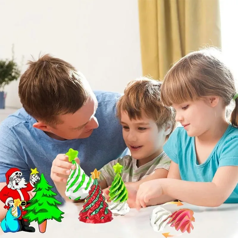 3D Printed Spiral Christmas TreeToy Dual Color Swirl Cone Creative Stress Relief Gift for Kids Home Decoration Xmas Holiday Gift