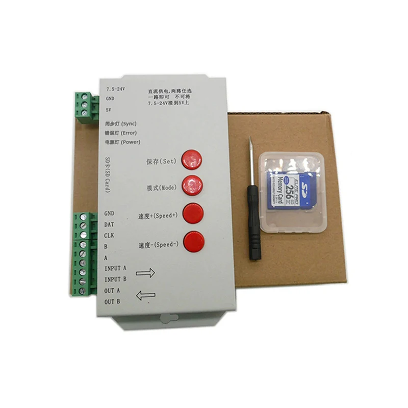 T-1000S LED RGB Full Color Programmable 2048 Pixel Controller with SD Card for WS2811 2812B 1903 IC Addressable 5-24V LED Lights