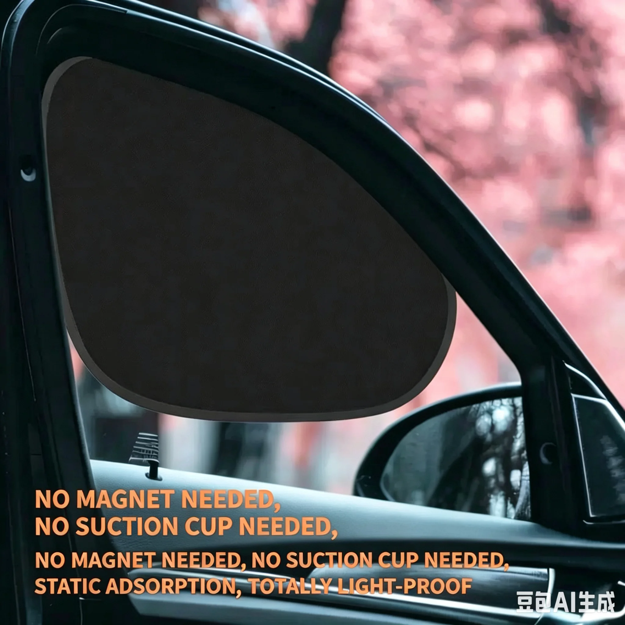 

Car Front Side Window Privacy Sunshade, Heat Insulation & Anti-Glare, Static Sticker, 0 Light Transmission, Fit Most Vehicle Mod