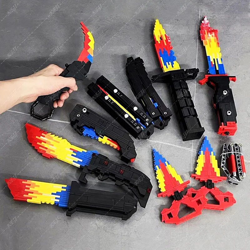 CSGO Military Karambit Butterfly Knife Hunter Dagger Weapon Building Blocks Bricks DIY Toys for Children Boys Chiristmas Gift