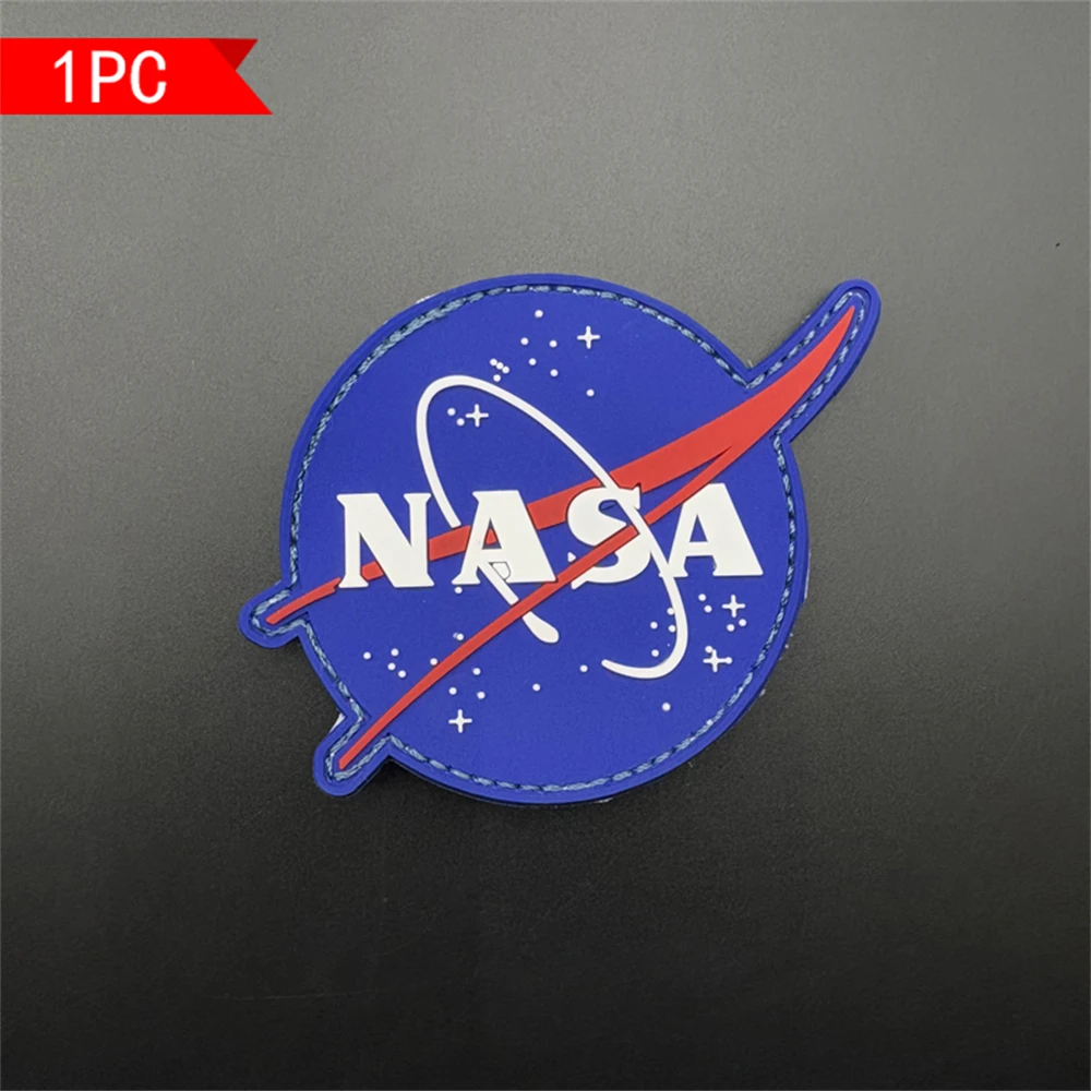 1 insignia de parche de Material 3Dpvc con patrón de Nasa con hebilla de gancho en la parte posterior, adecuada para bolsos, mochilas, chalecos y parches bordados decorativos de kimono