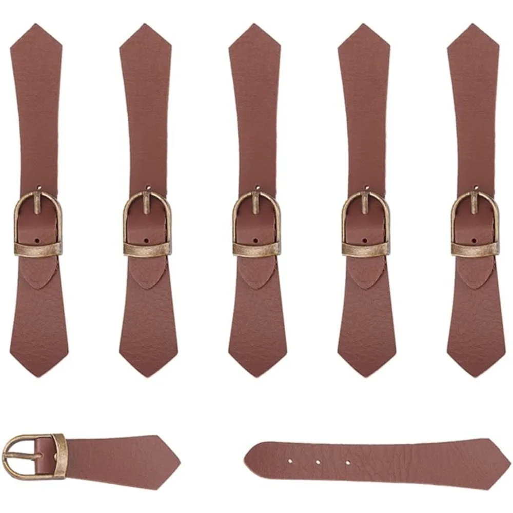 6 Sets Leather Sew-On Toggles Closures Brown PU Leather Snap Toggle Sew On Duffle Jacket Buckle Metal Leather Clasp Fasteners