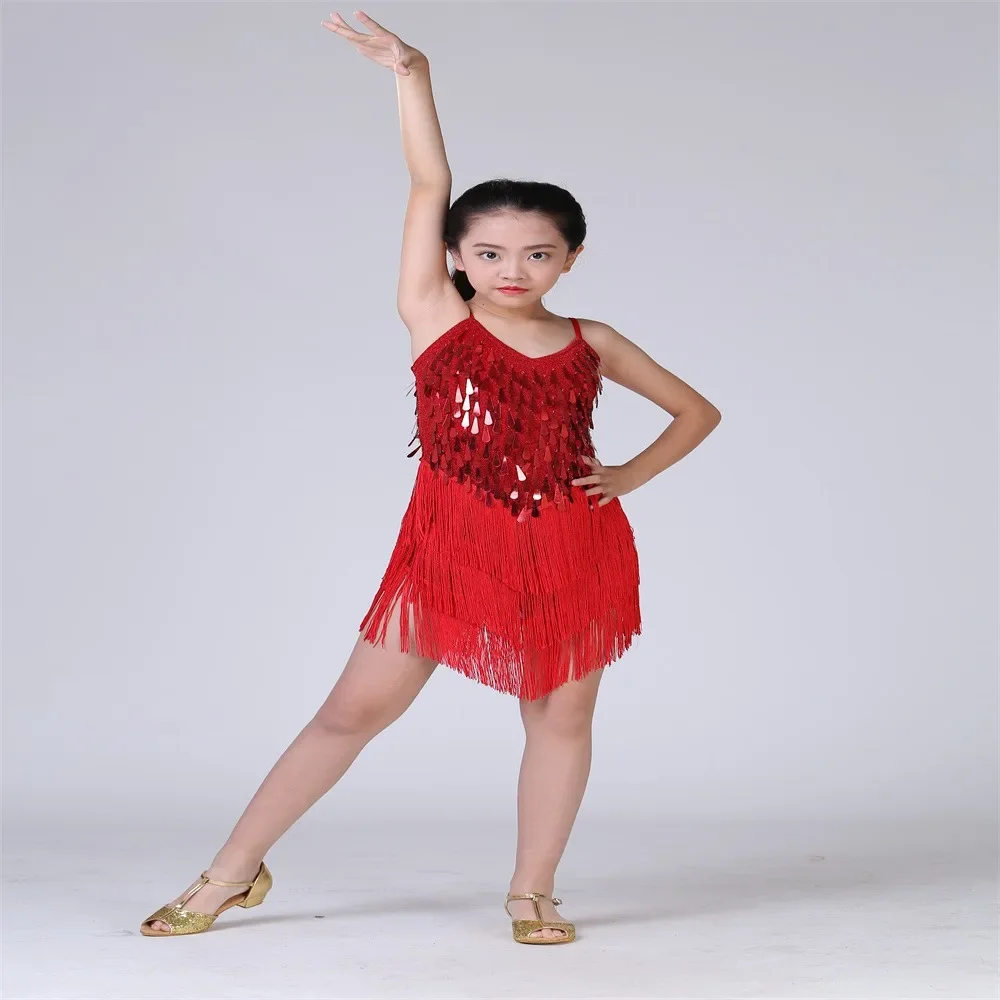무대 댄스웨어 라틴 댄스 드레스 키즈 코스프레 의상 파티 쇼 어린이 소녀 전문 탱고 볼룸 섹시한 축제