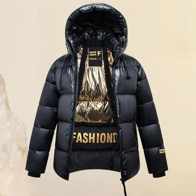 Down Jacket Men Winter Waterproof Goose Luxury Brand Hooded Feather Coat Women Black Puffer Man 2023 New