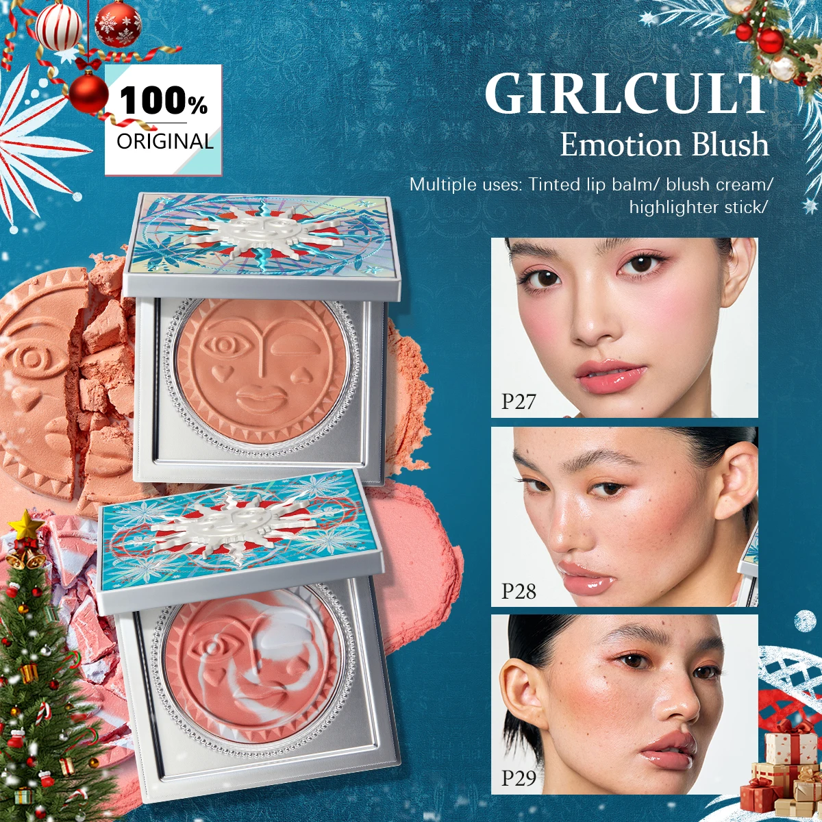 걸컬트 이모션 블러쉬, 파우더 블러쉬 텍스처, 내추럴 플러시, 롱래스팅 피그먼트, 안색 밝게, 달콤한 메이크업, 겨울 럭셔리
