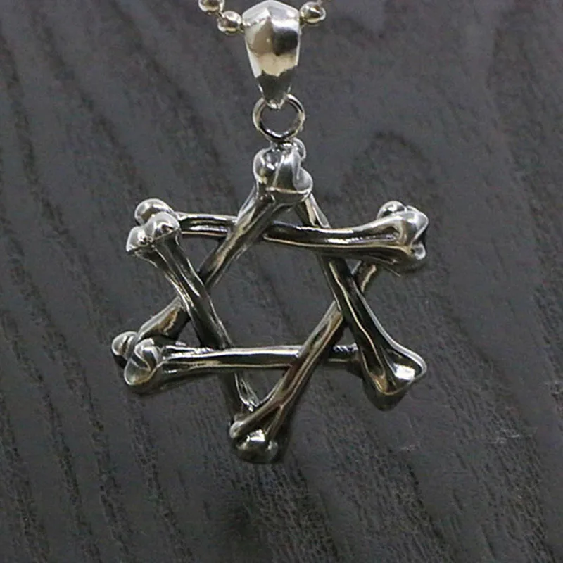 

S925 sterling silver hip-hop personality six pointed star pendant large fashion retro exaggerated punk jewelry