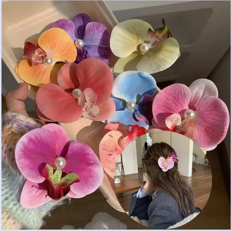 

Заколка для волос с жемчугом Phalaenopsis, заколки для волос с цветами, орхидеи, бабочка, заколка для волос, аксессуары для волос, бант, цветы, инструменты для укладки волос, мода