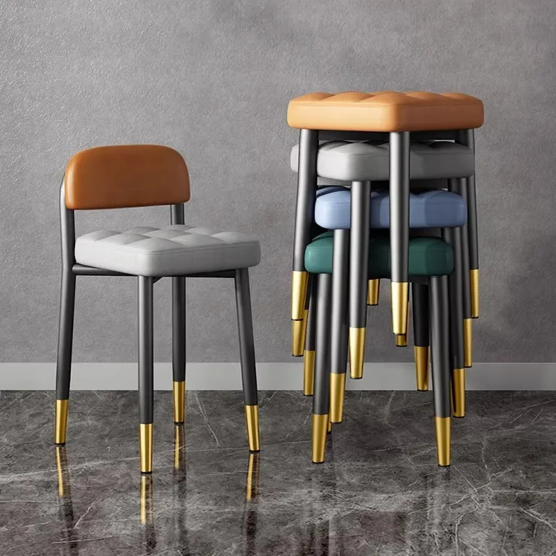 

Stools can be stacked for household light luxury small round stools, modern and simple backrests, dining tables, low stools,