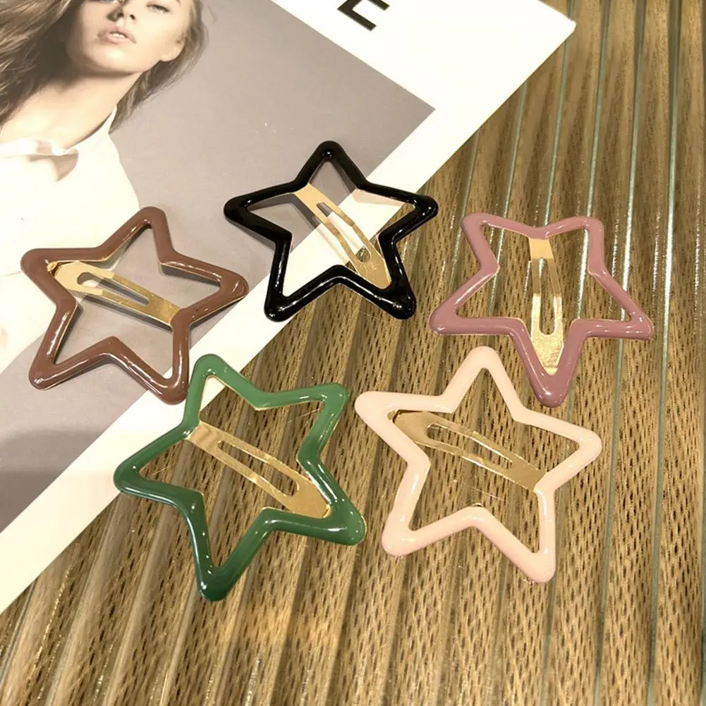 Large Star Hairpin  Broken Hair Clip  Star Pentagram  Colorful BB Clip Hair Clip  Simple And Stylish Five-pointed Star Hairpin