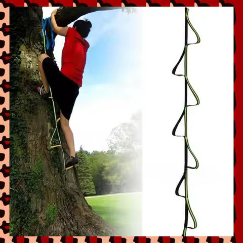 A72P 7 Rings Ascending Sling Rock Climbing Four-Step Etrier Rope Ladder Rise Mountain Deck Foot Pedal