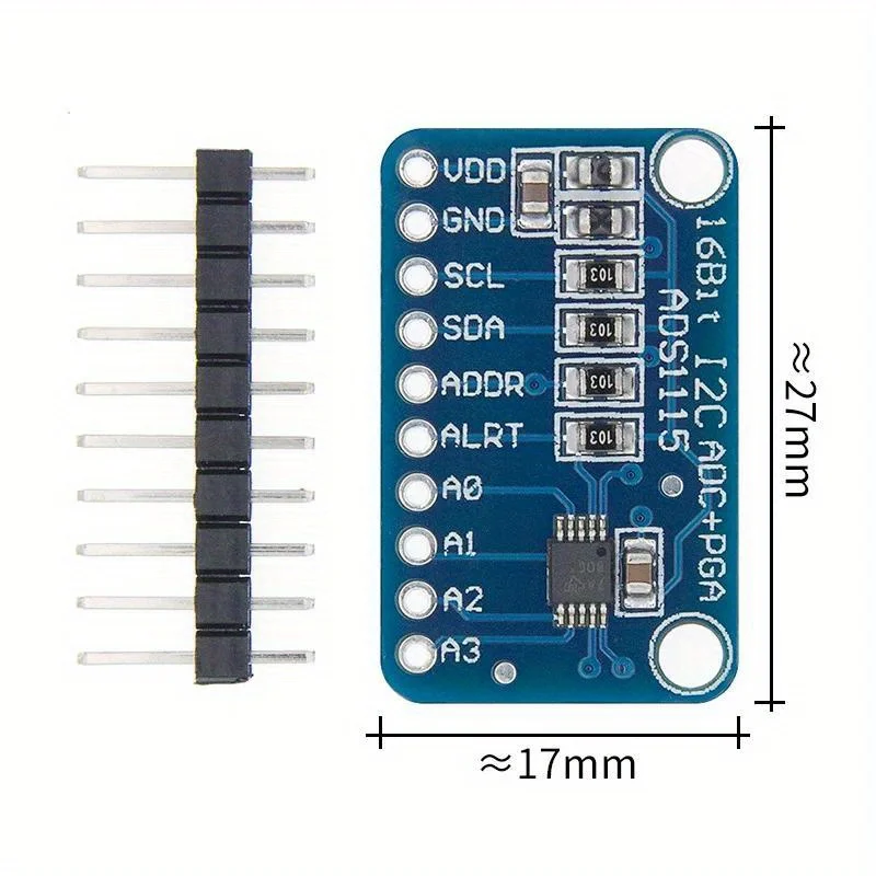 ADS1115 16-Bit 16-bayt 4 kanallı I2C IIC analog-dijital ADC dönüştürücü PGA ve Arduino, ahududu Pi ve yüksek hassasiyet