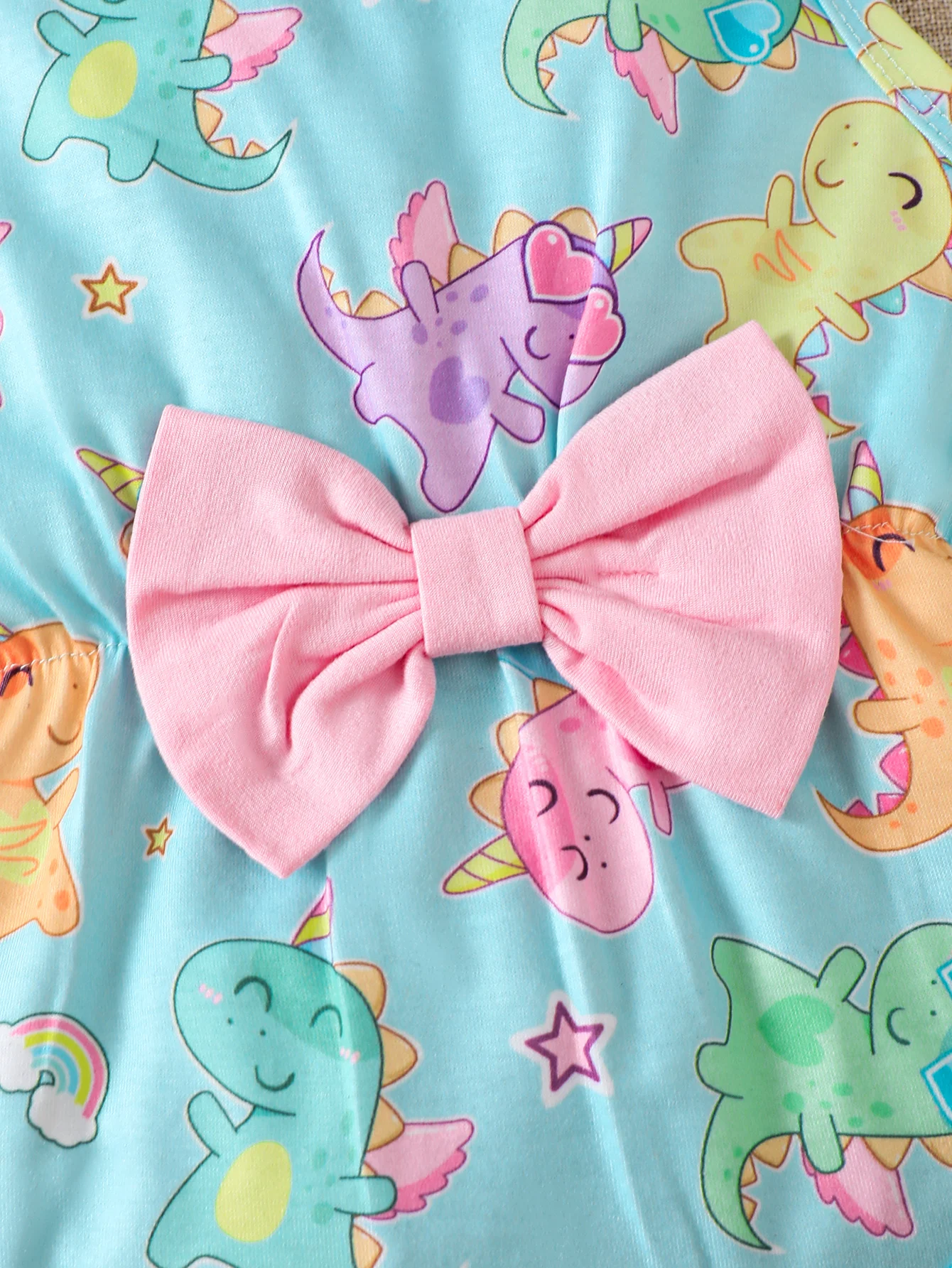Summer  0-1  Years  Old  Infant  Baby  Girls  Floral  Cute   Dinosaur  Print  Jumpsuit