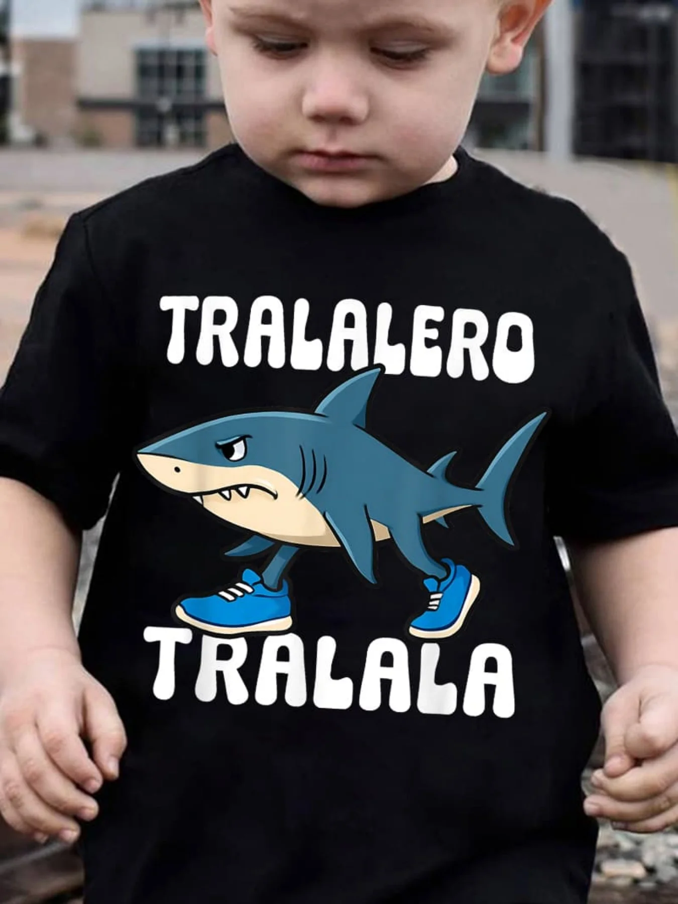 

Italian Brainrot Fashion Cotton T-shirts "TRALALERO TRALALA" Letter Print Italian Brainiac Series Casual Boy Girl Outdoor Tops