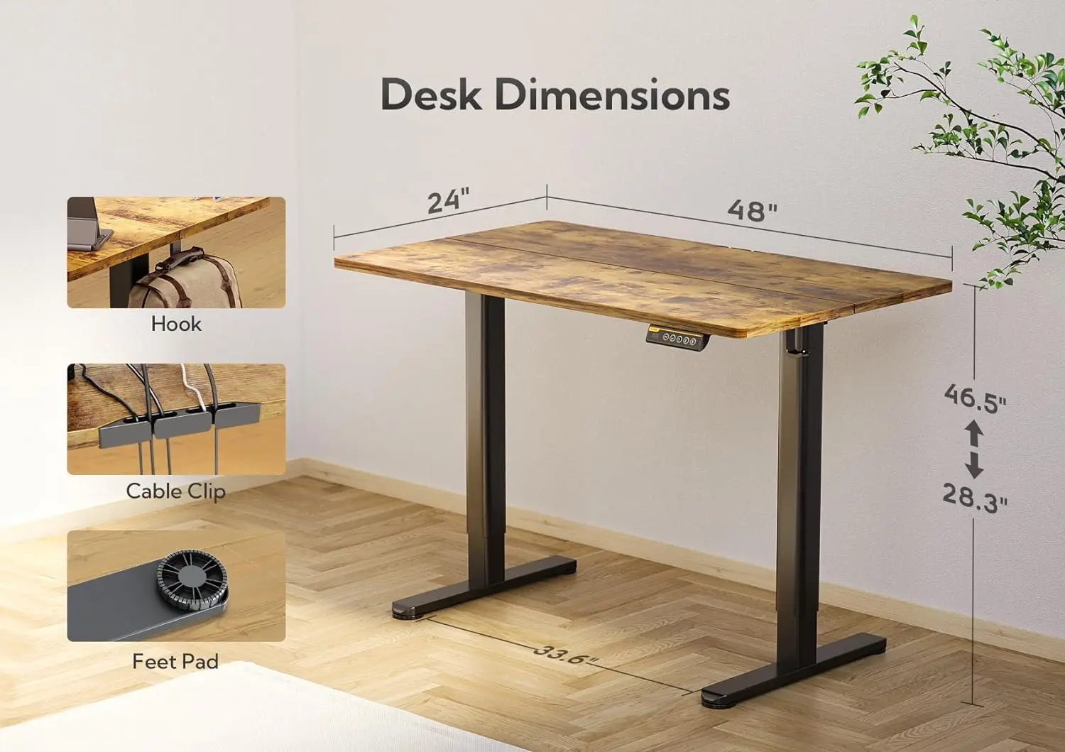 Altura ajustável Mesas de Escritório, Sente-se Stand Up Desk, Home Sit Stand, Splice Board, 48x24 Polegadas