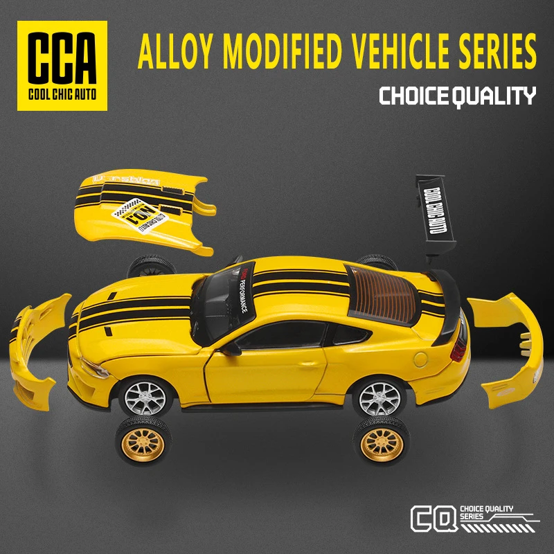 CCA 1:42 2018 Ford Mustang GT YELLOW Alloy Toy Car Model Racing Alloy assembly series sports cars Fitting styles