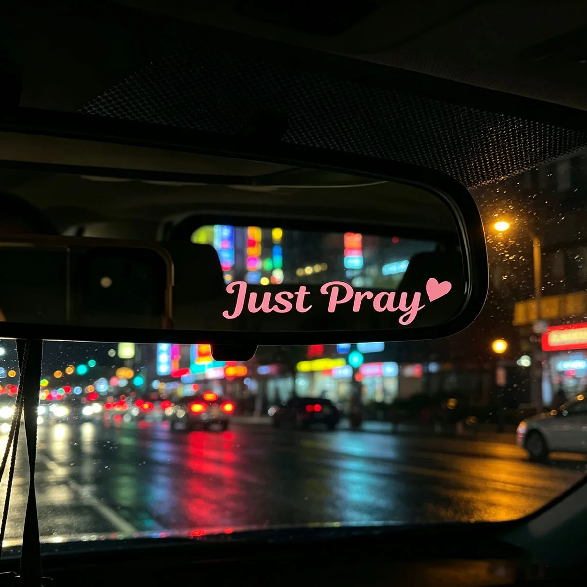 Just Pray Car Decal, Inspirational Faith Sticker for Rearview Mirror Window Laptop, Religious Motivational Decor