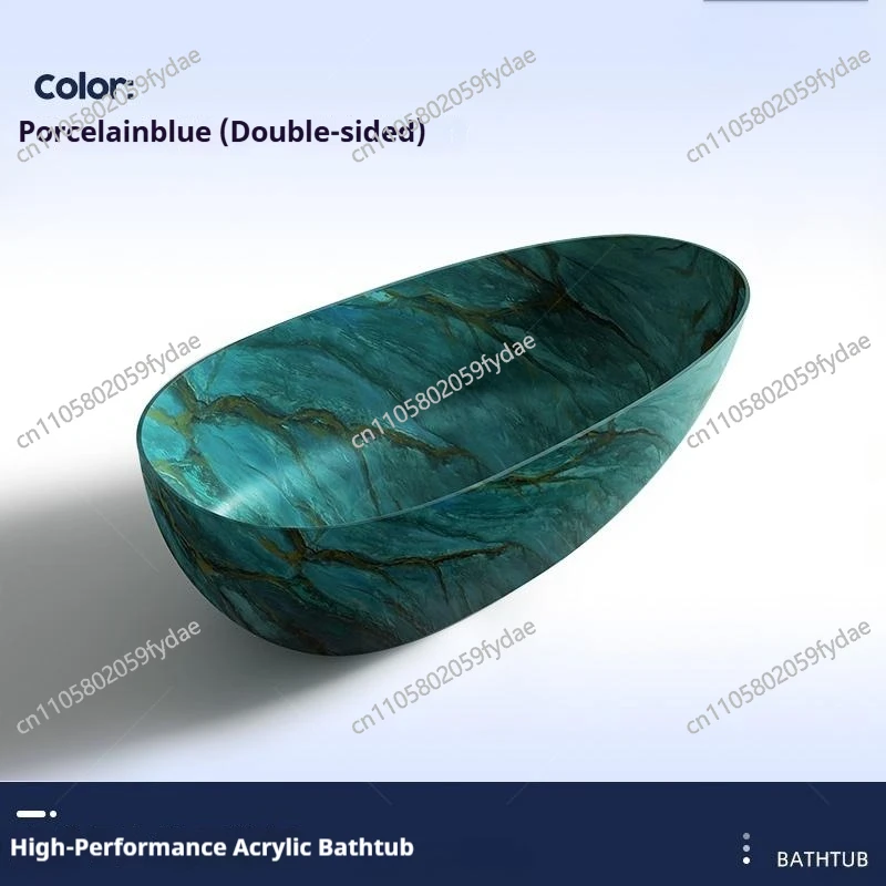 Luxury Marble Pattern Freestanding Bathtub, Oval Artificial Stone Soaking Tub for Hotel Villa, Customizable Double Person Tub