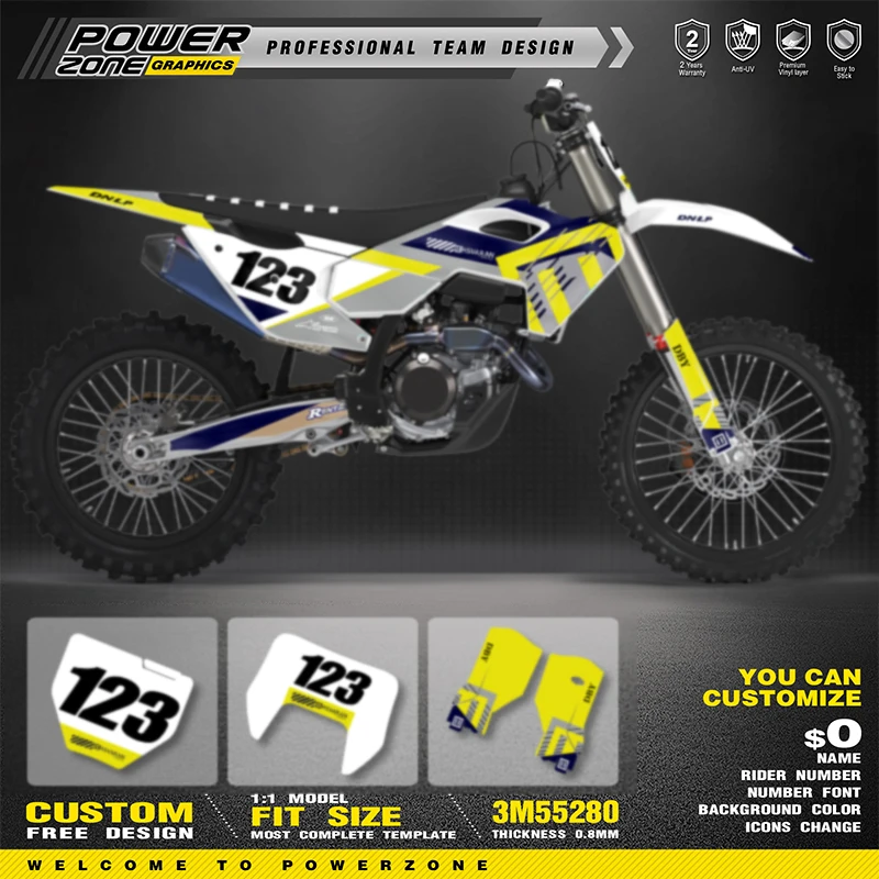 PowerZone For Husqvarna Decal  TC FC 2023 2024 2025 TE FE 2024-2026 125-450CC Custom Team Graphics Decals Stickers Kit 04