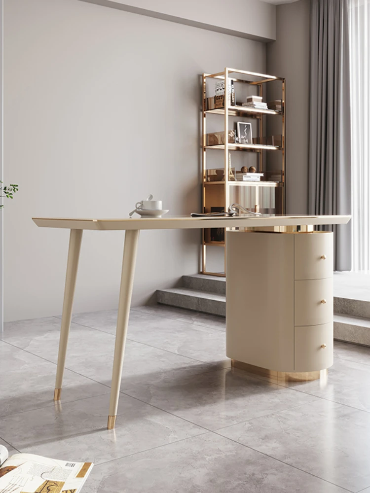 Simple Light Luxury Milk Coffee Series Nordic Study Home Solid Wood Computer Desk Desk