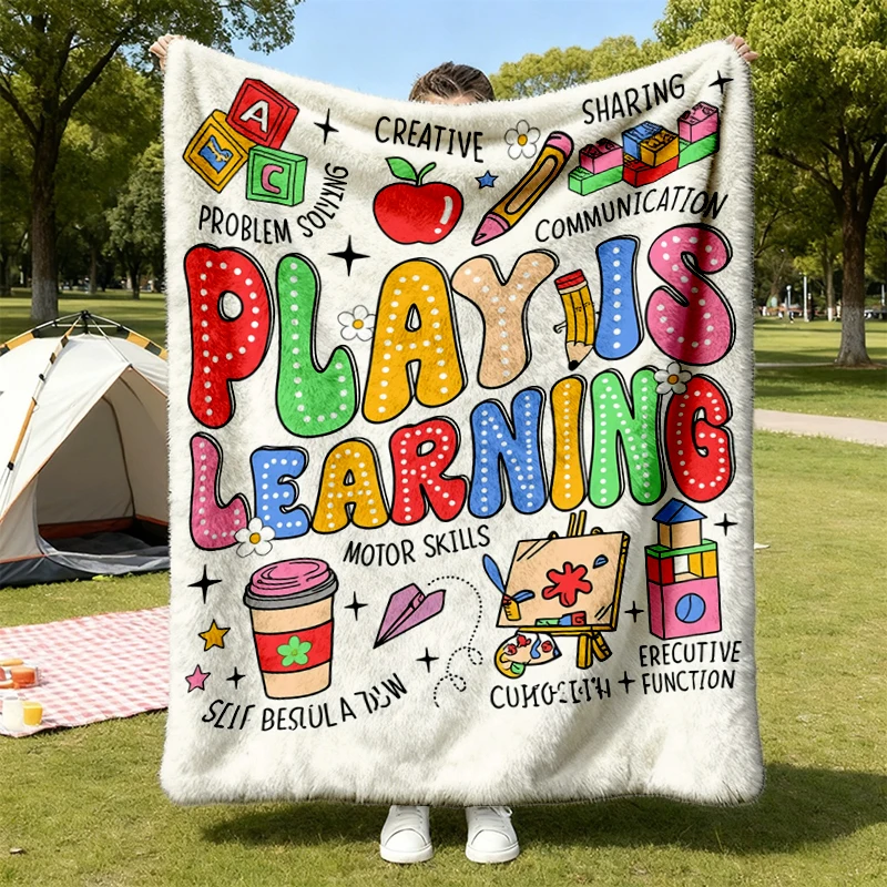 Play Teacher Flannel Blanket, Play Therapist T, Flannel Throw, Play Is Learning Cozy Blanket