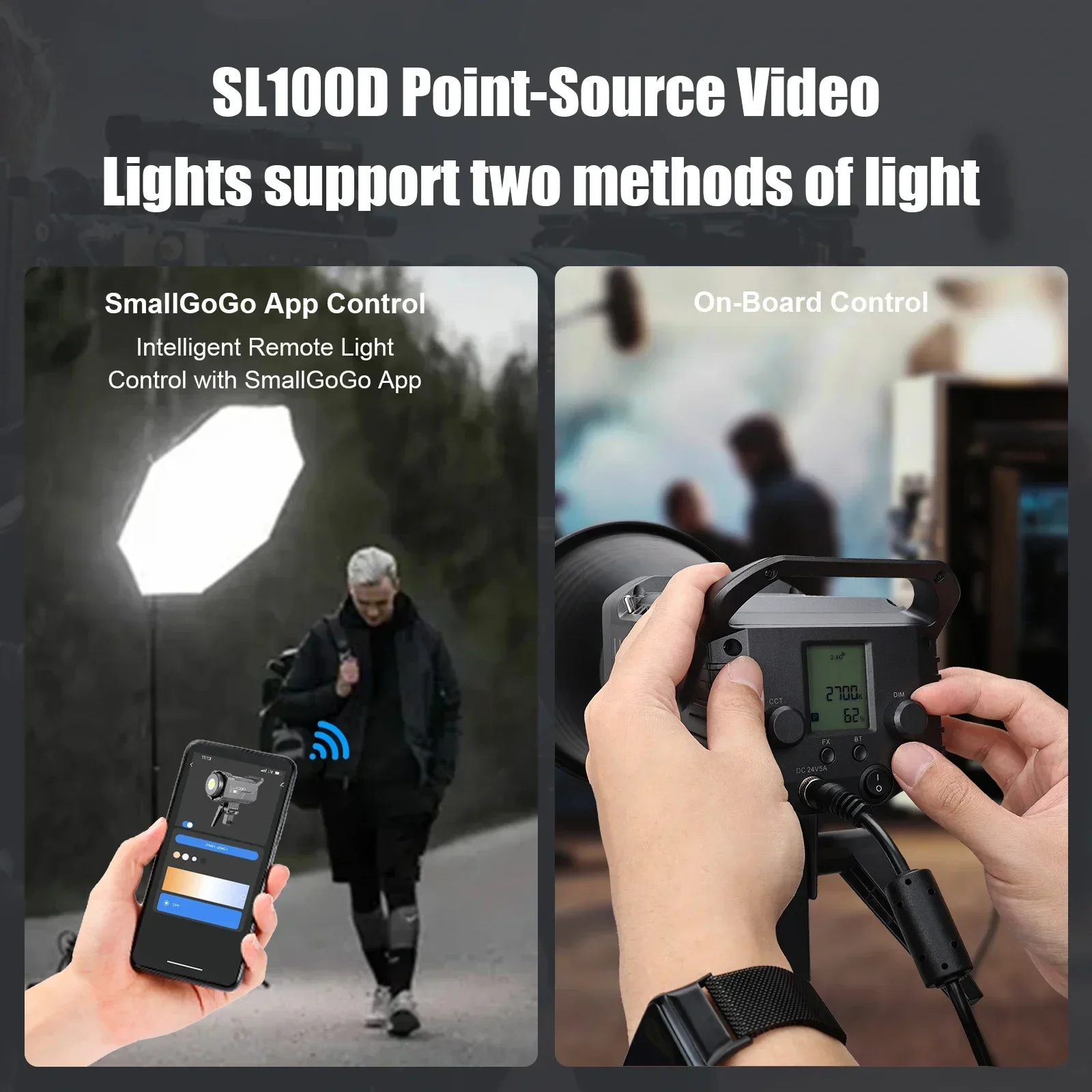 LUXCEO SL100D LED Video Light Bi-Color 2700-6500K 100W Bowens Mount Studio Lighting With APP Control For Professinal Photography